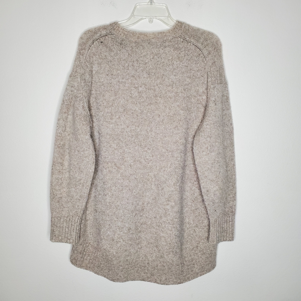 Zara Beige Taupe Crewneck Oversized Ribbed Knit Sweater - Picture 4 of 7